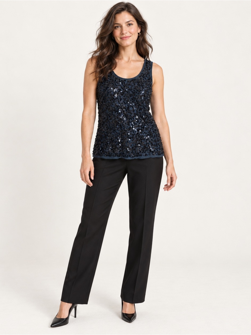 LOFT Black Sequin Tank Top